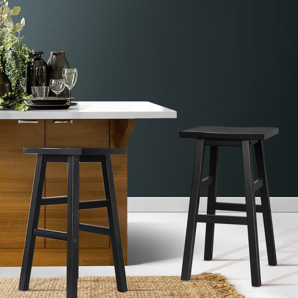 Baden Bar Stools Wooden Black x2