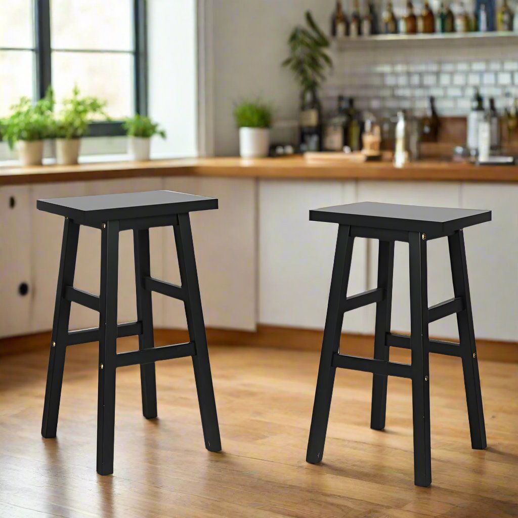 Baden Bar Stools Wooden Black x2
