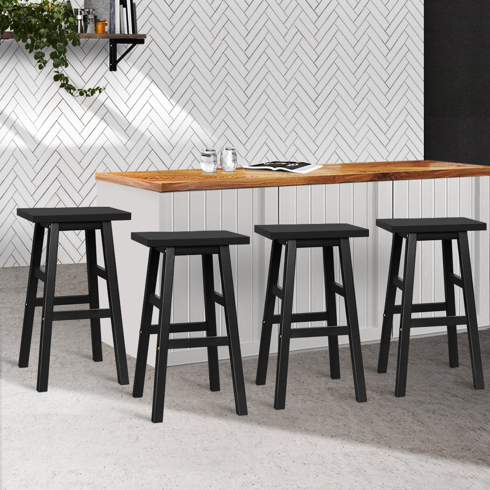 Baden Bar Stools Wooden Black x4