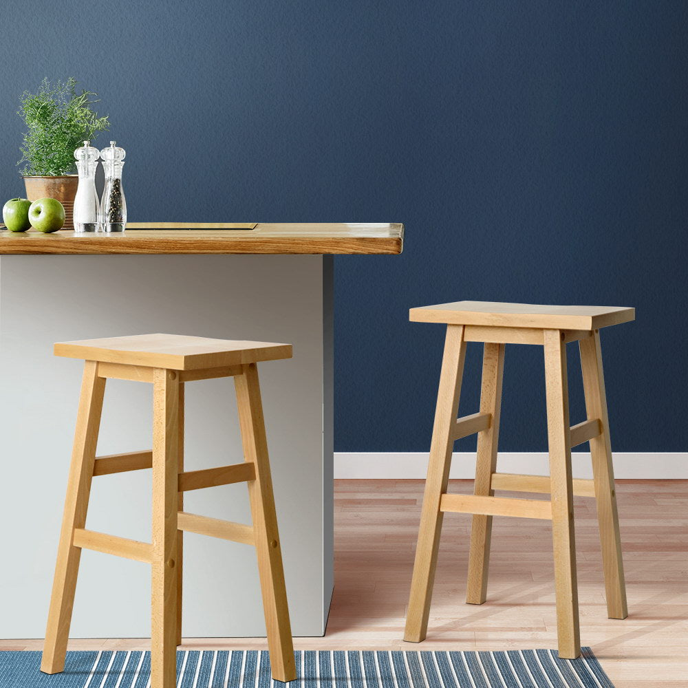 Artiss Baden Bar Stools Wooden Natural x2