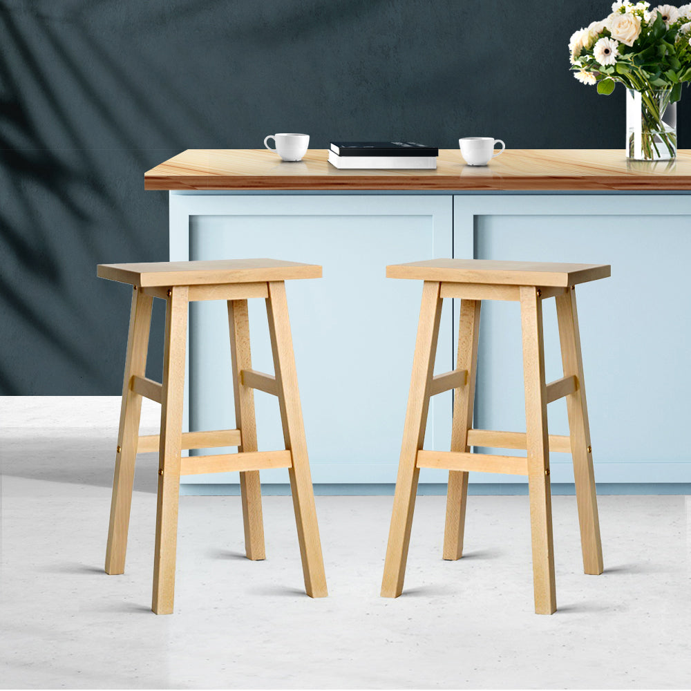 Artiss Baden Bar Stools Wooden Natural x2