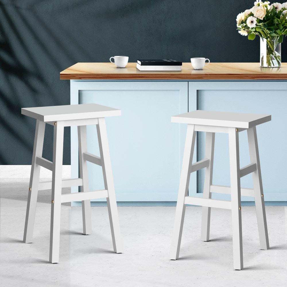 Baden Bar Stools Wooden Chairs White x2