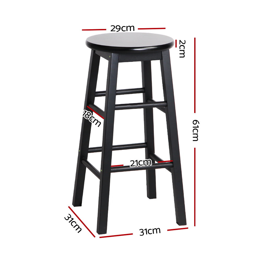 Esme Bar Stools Round Wooden Black x2