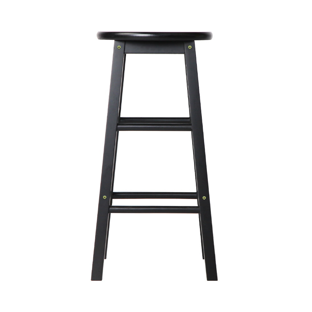 Esme Bar Stools Round Wooden Black x2