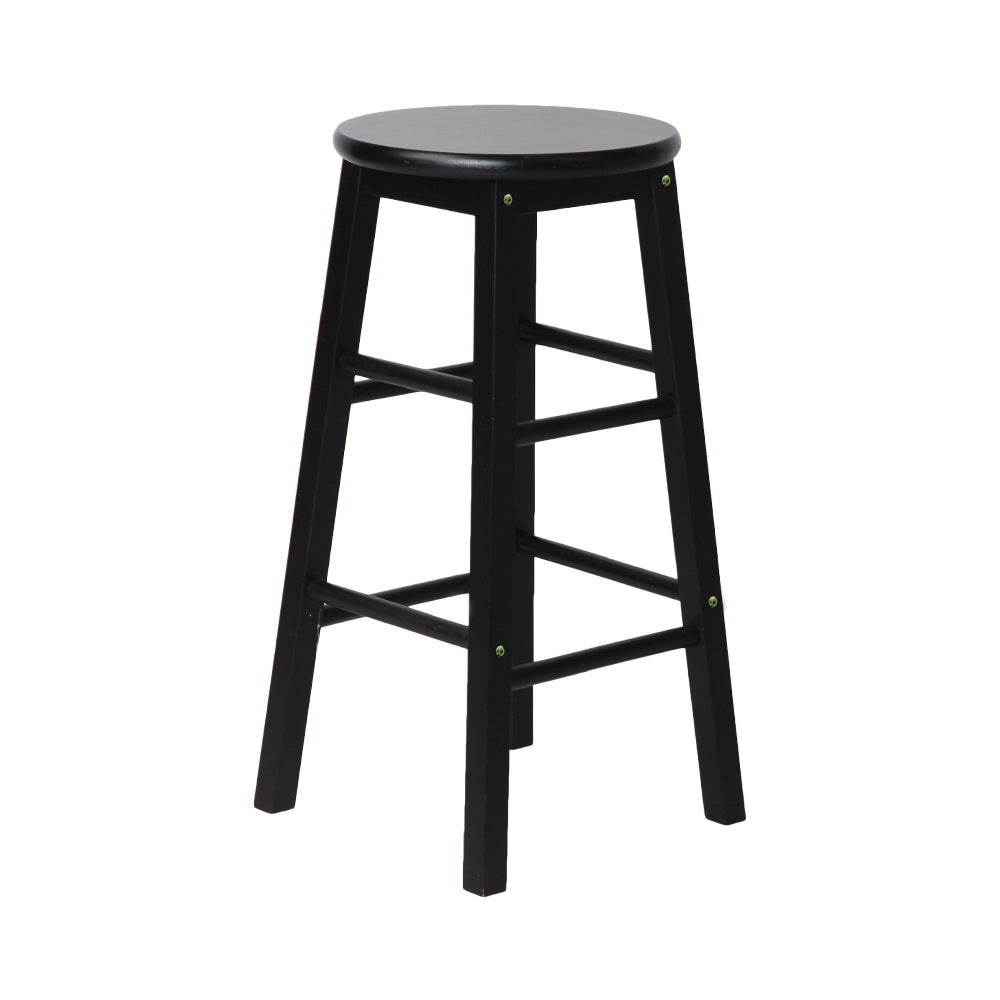 Esme Bar Stools Round Wooden Black x2