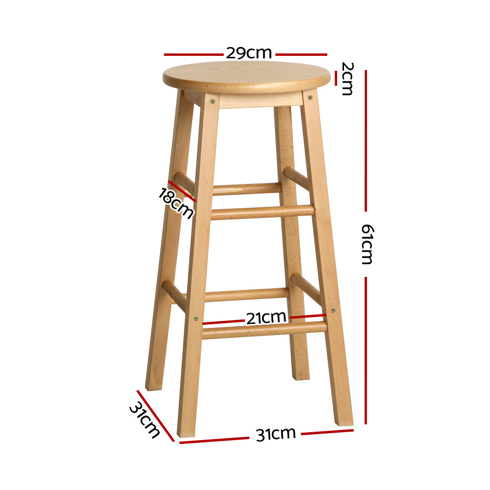 Esme Bar Stools Round Wooden Natural x2