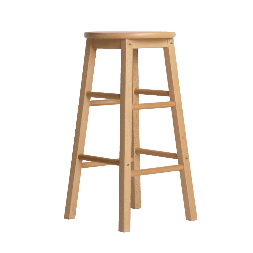 Esme Bar Stools Round Wooden Natural x2