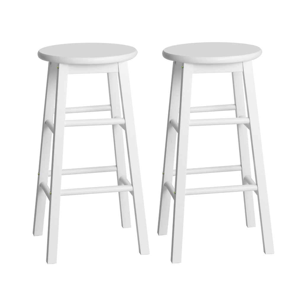 Esme Bar Stools Round Wooden White x2