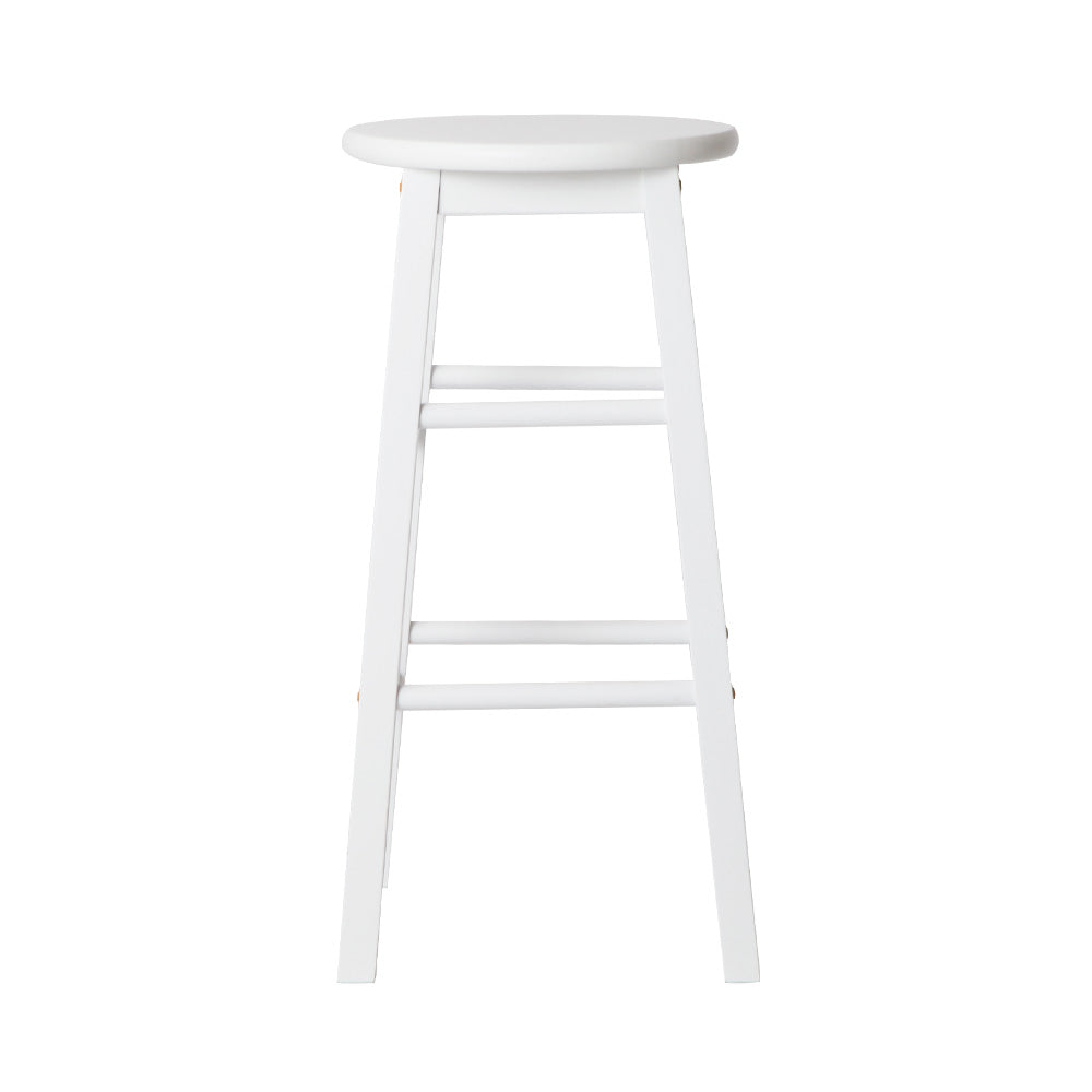 Esme Bar Stools Round Wooden White x2