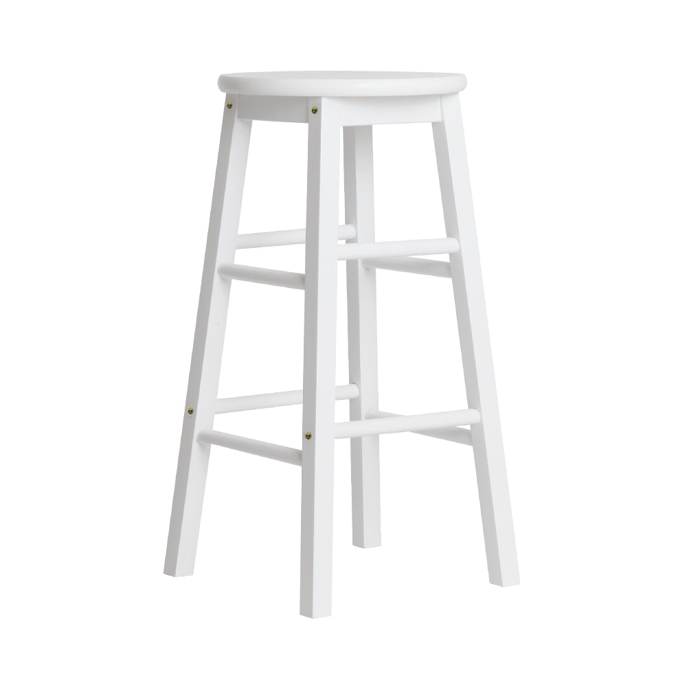 Esme Bar Stools Round Wooden White x2