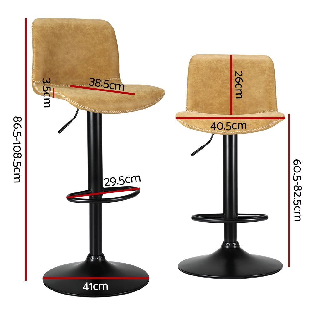 Koby Bar Stools Gas Lift Brown x2