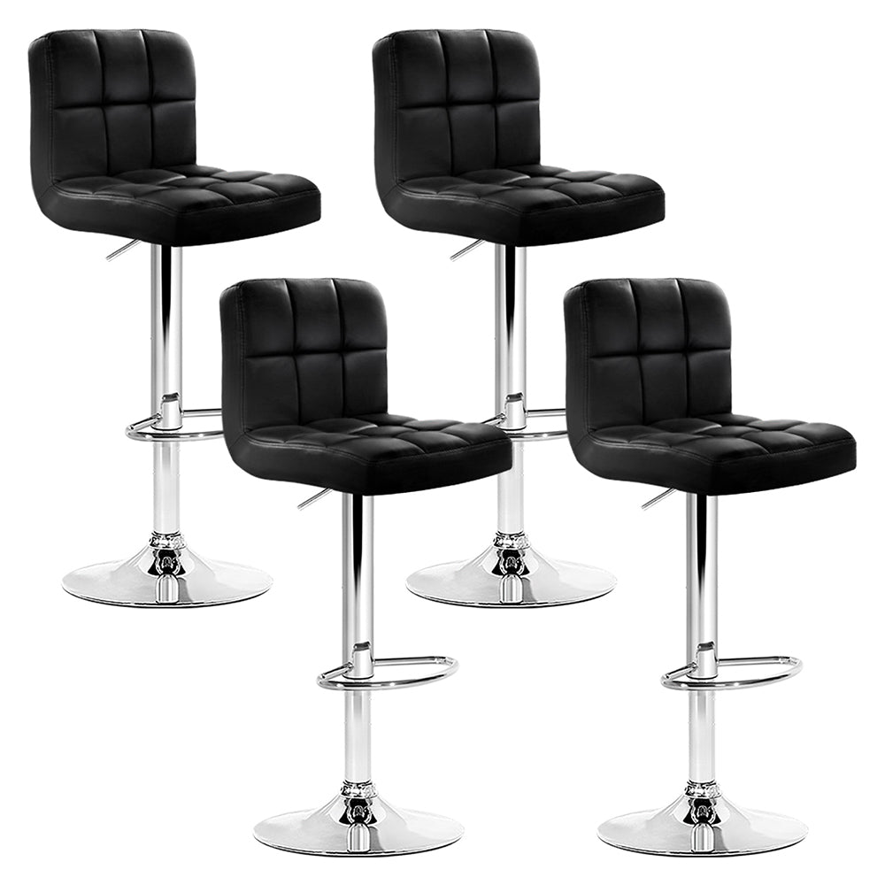 Ralph Bar Stools Leather Gas Lift Black x4