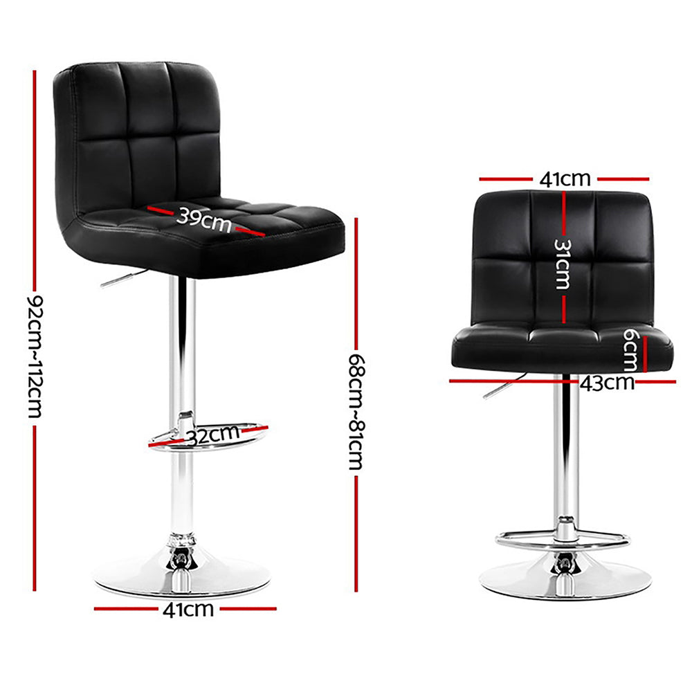 Ralph Bar Stools Leather Gas Lift Black x4