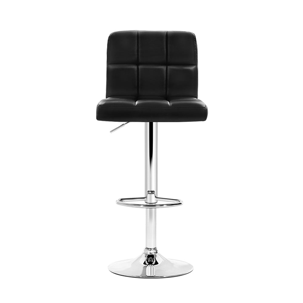 Ralph Bar Stools Leather Gas Lift Black x4