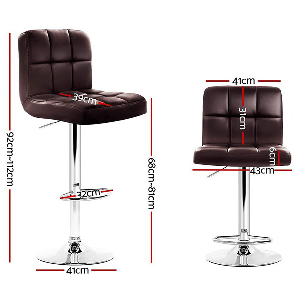 Ralph Bar Stools Leather Gas Lift Brown x4