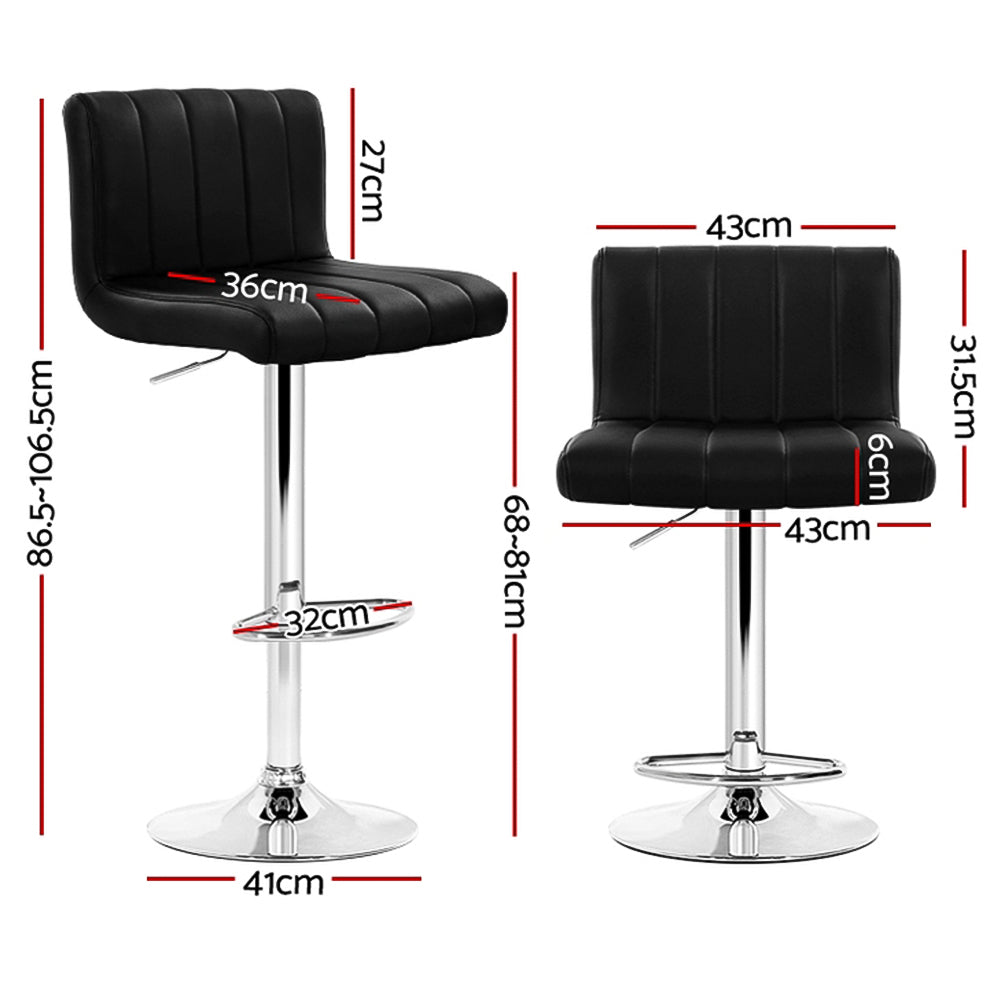 Como Bar Stools Gas Lift Leather Black x4