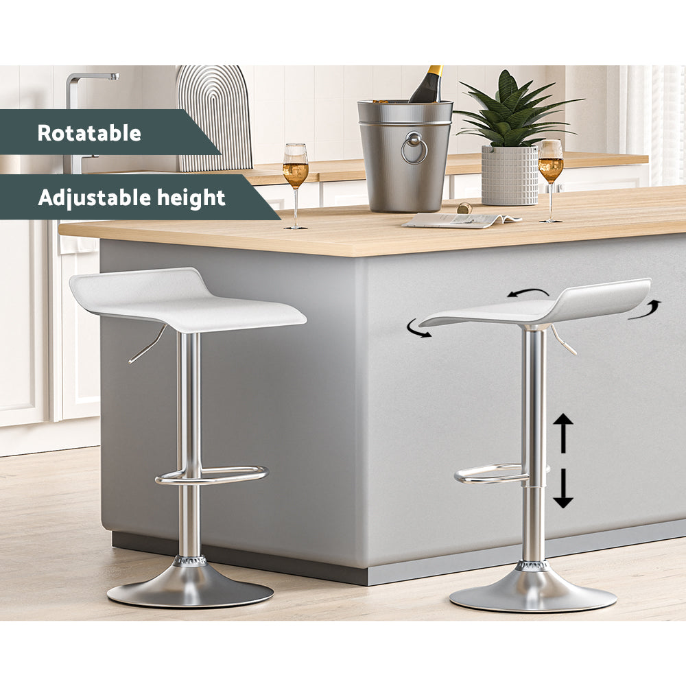 Wade Bar Stools Leather Chair White x2