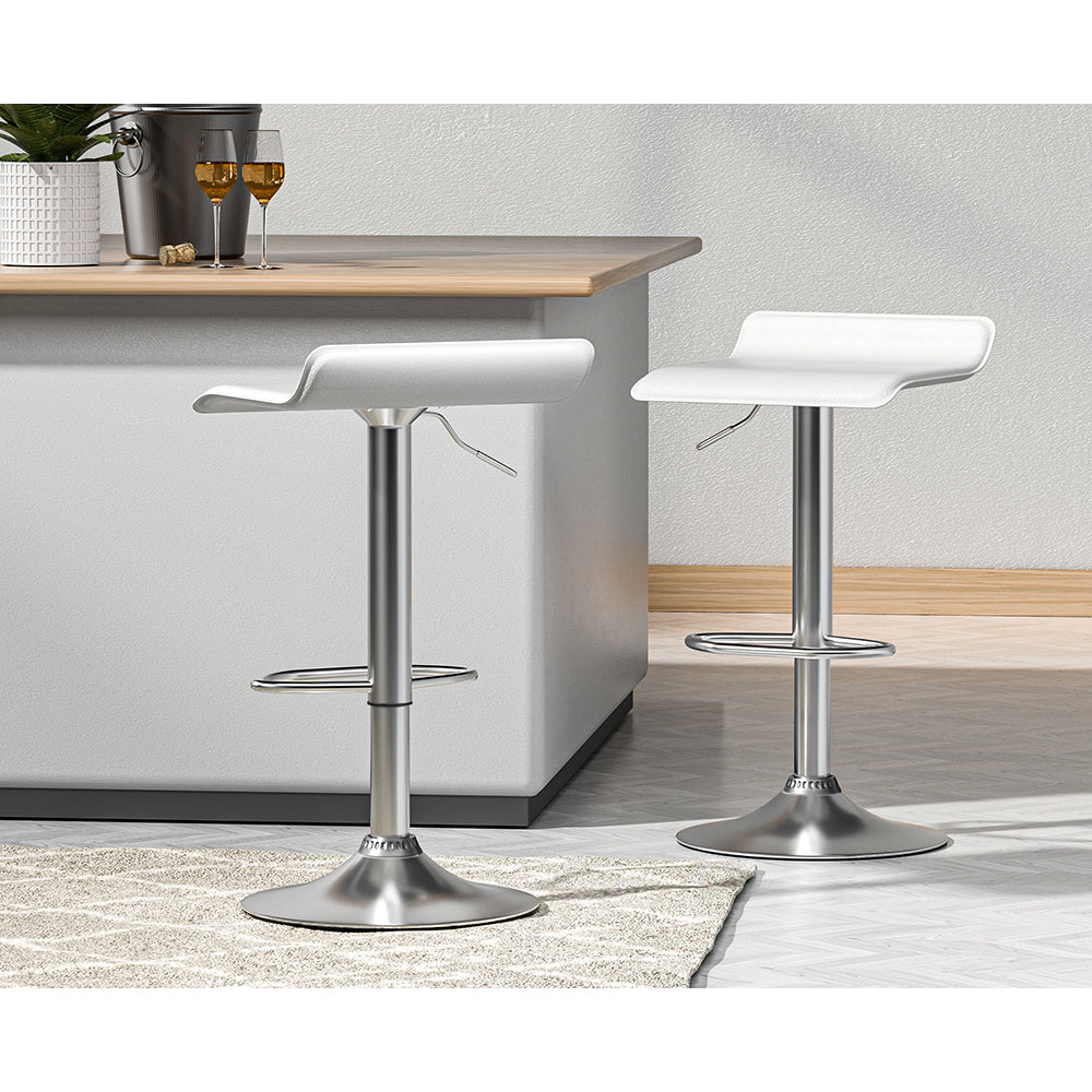 Wade Bar Stools Leather Chair White x2