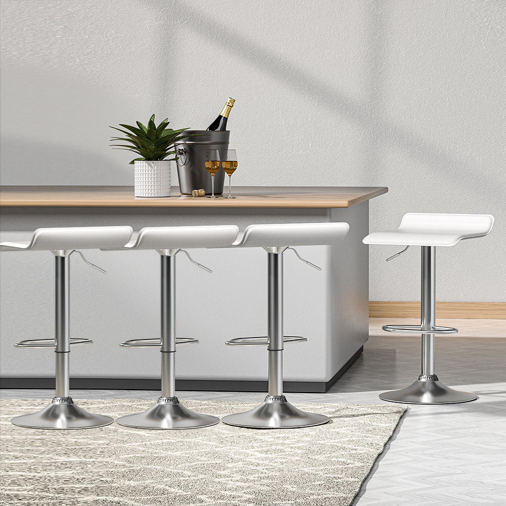 Wade Bar Stools Leather White x4