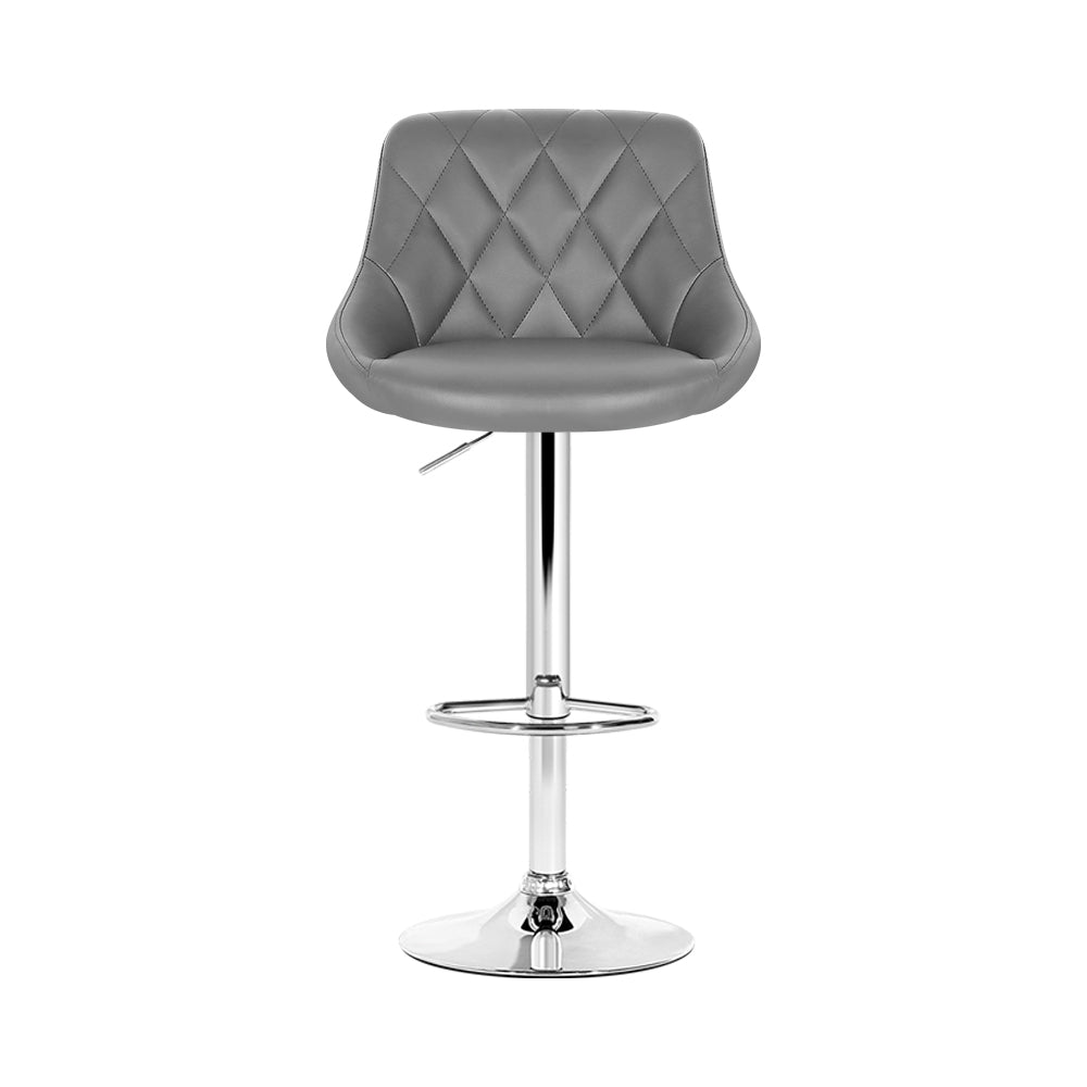 Elan Bar Stools Leather Padded Gas Lift Grey x2