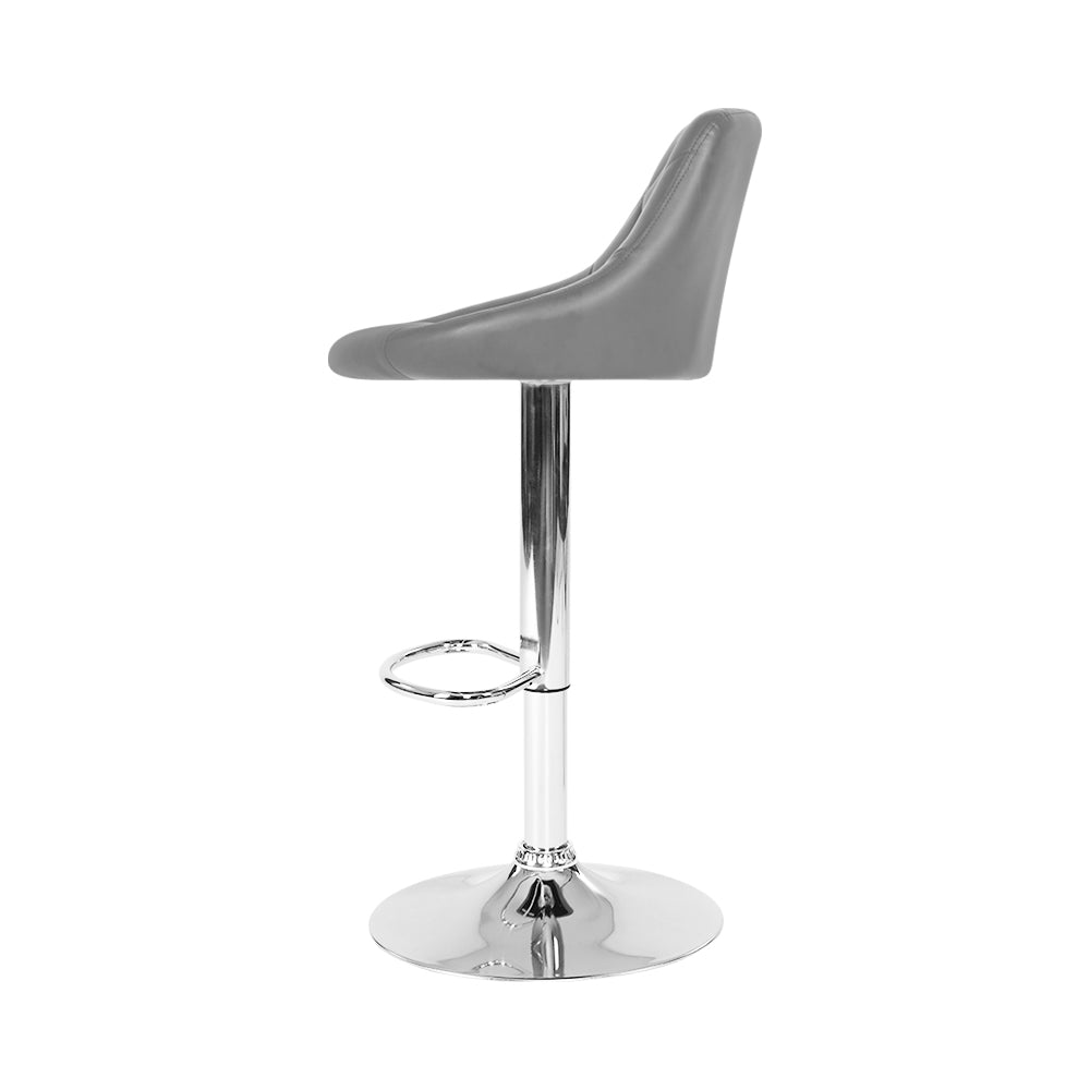 Elan Bar Stools Leather Padded Gas Lift Grey x2