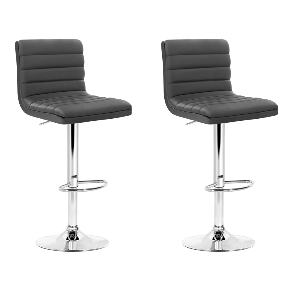 Arne Bar Stools Padded Leather Grey x2