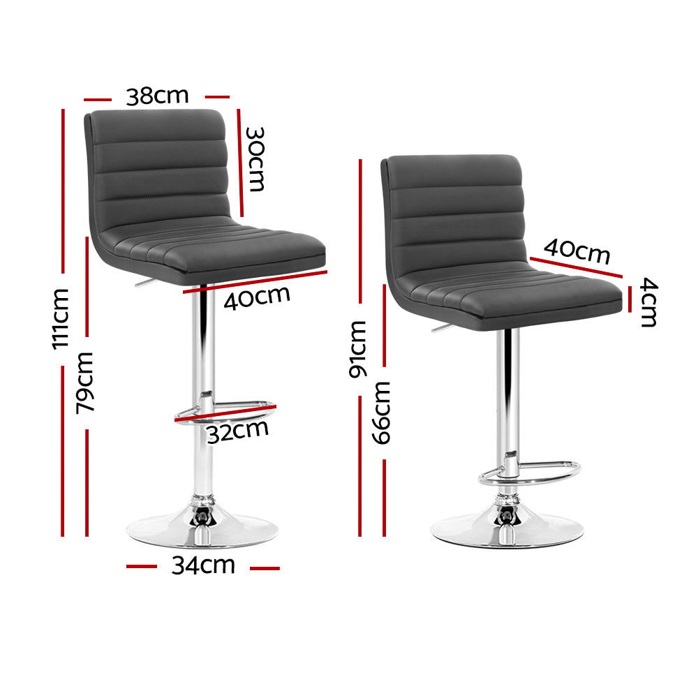 Arne Bar Stools Padded Leather Grey x2