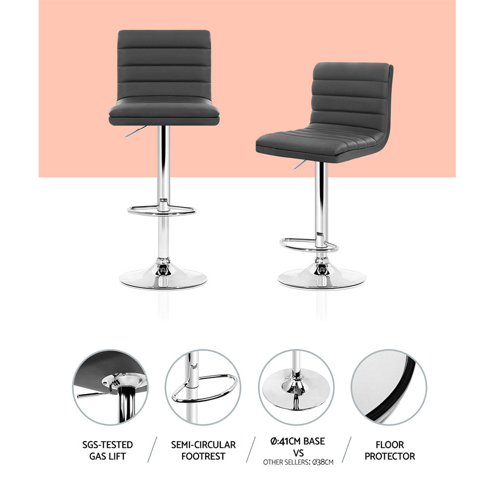 Arne Bar Stools Padded Leather Grey x2
