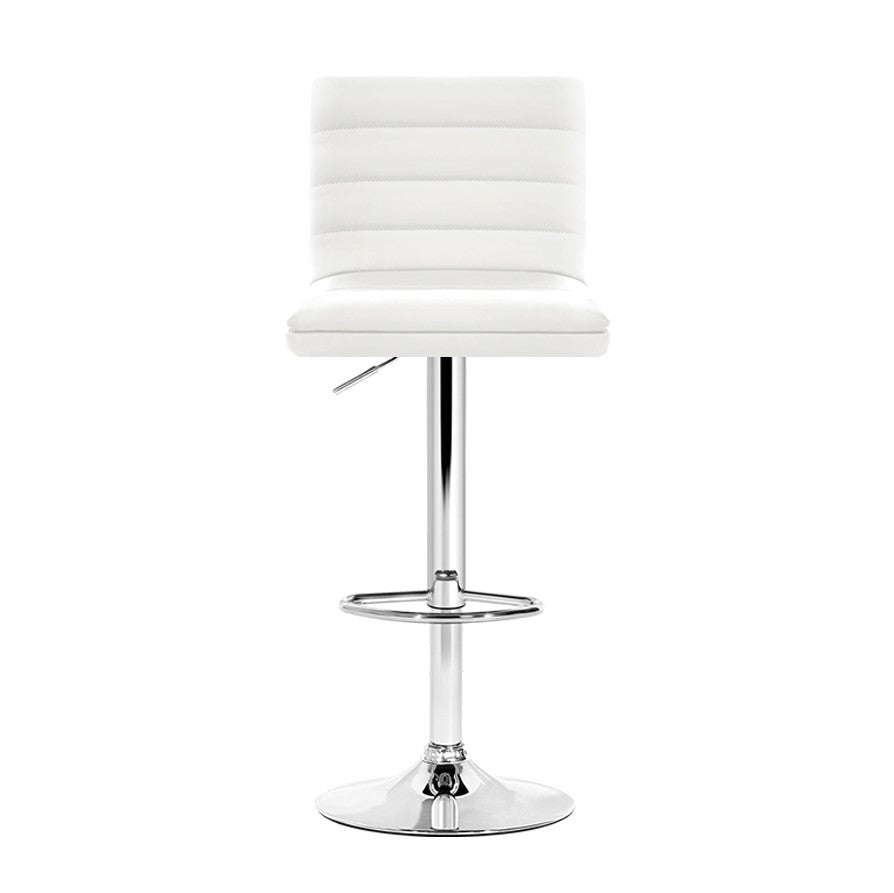 Arne Bar Stools Padded Leather Gas Lift White x4