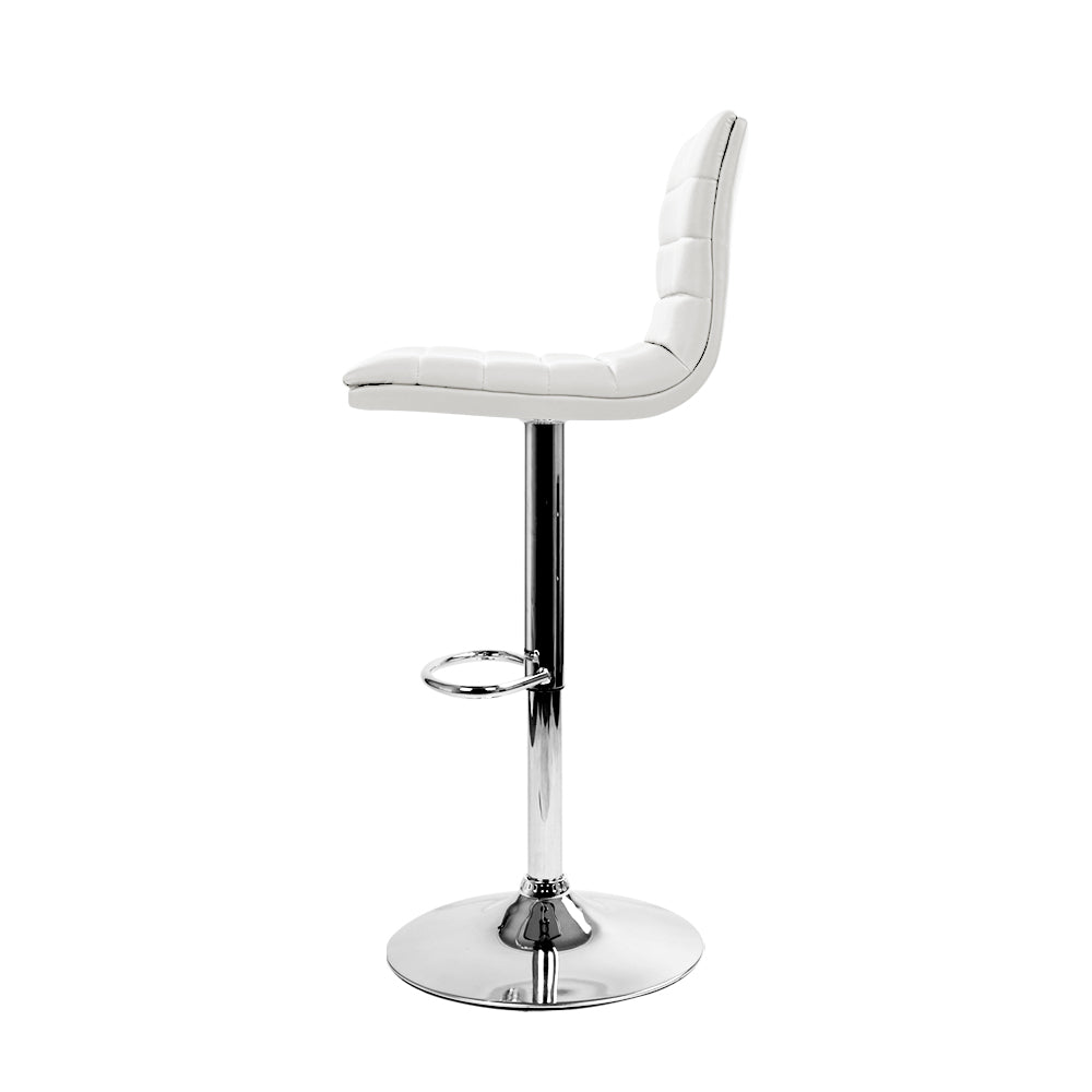 Arne Bar Stools Padded Leather Gas Lift White x4