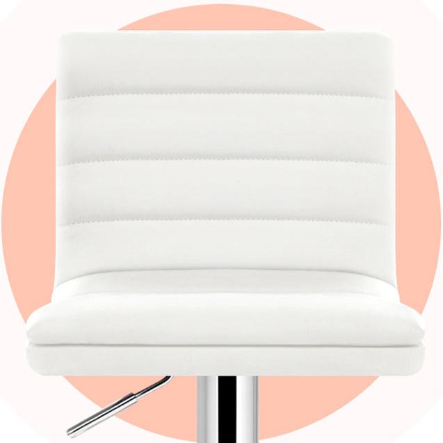 Arne Bar Stools Padded Leather Gas Lift White x4
