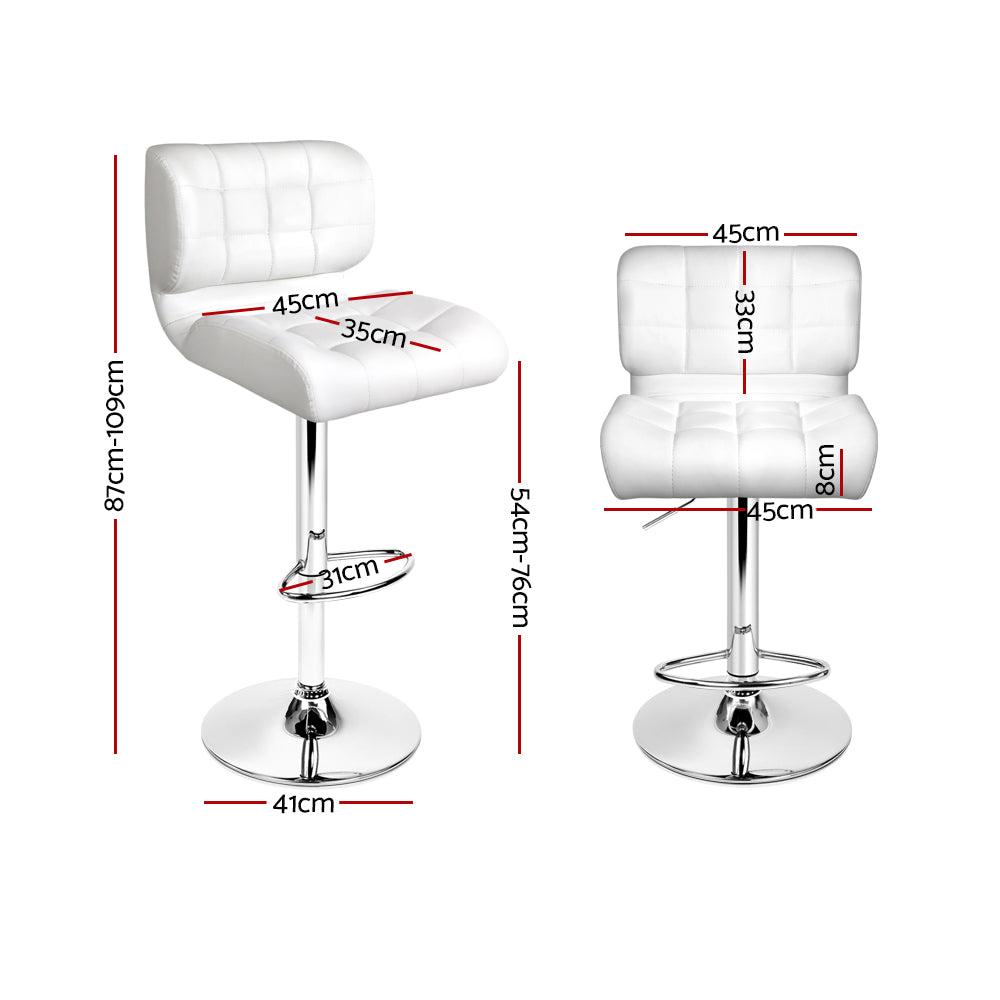 Promos Bar Stools Gas Lift Leather White x4