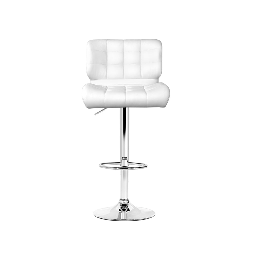 Promos Bar Stools Gas Lift Leather White x4