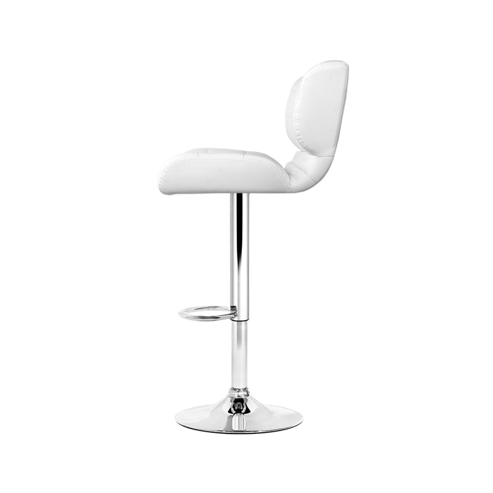 Promos Bar Stools Gas Lift Leather White x4