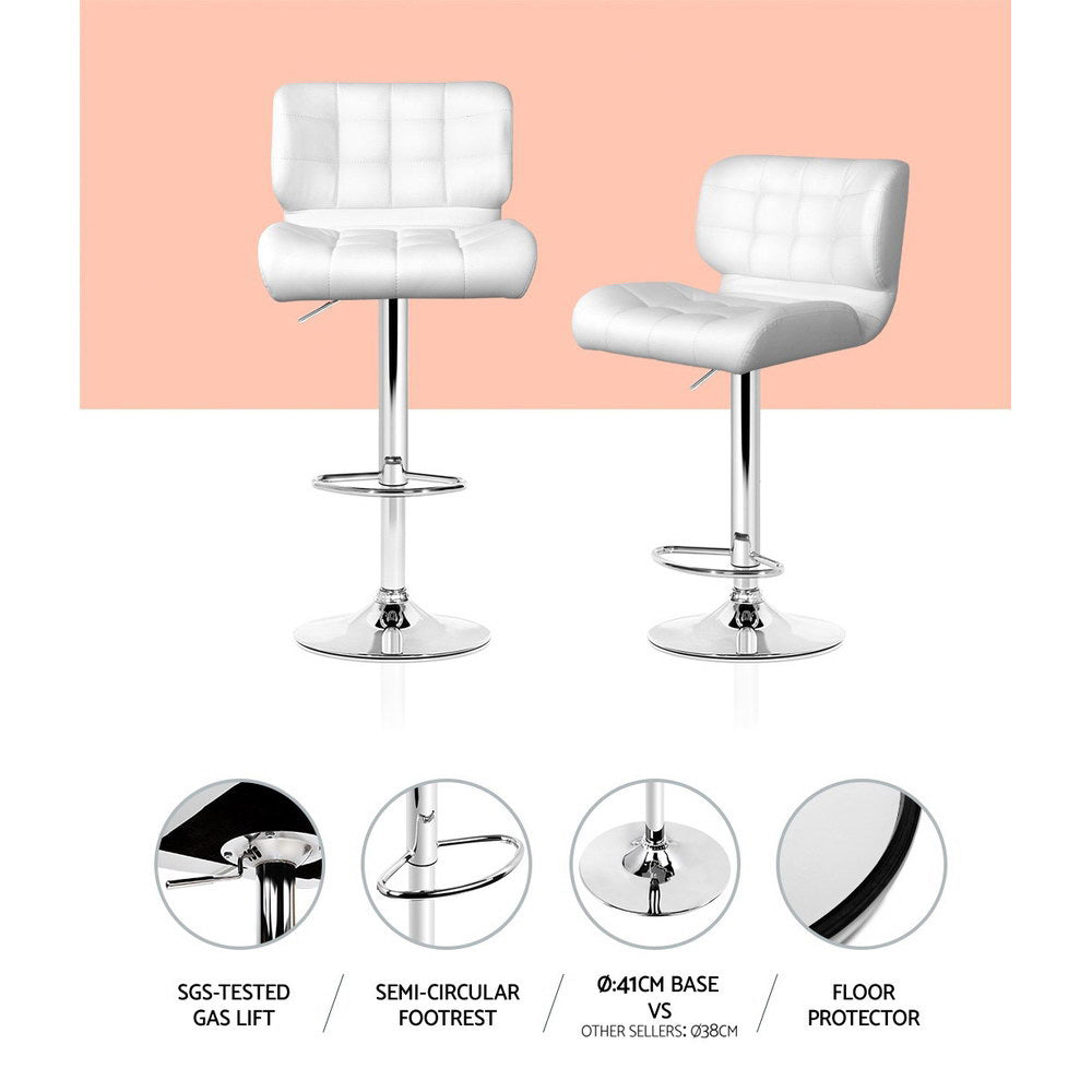 Promos Bar Stools Gas Lift Leather White x4