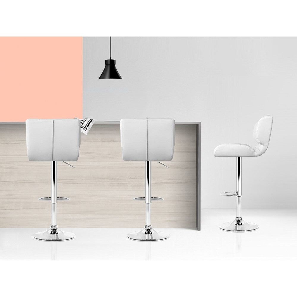 Promos Bar Stools Gas Lift Leather White x4