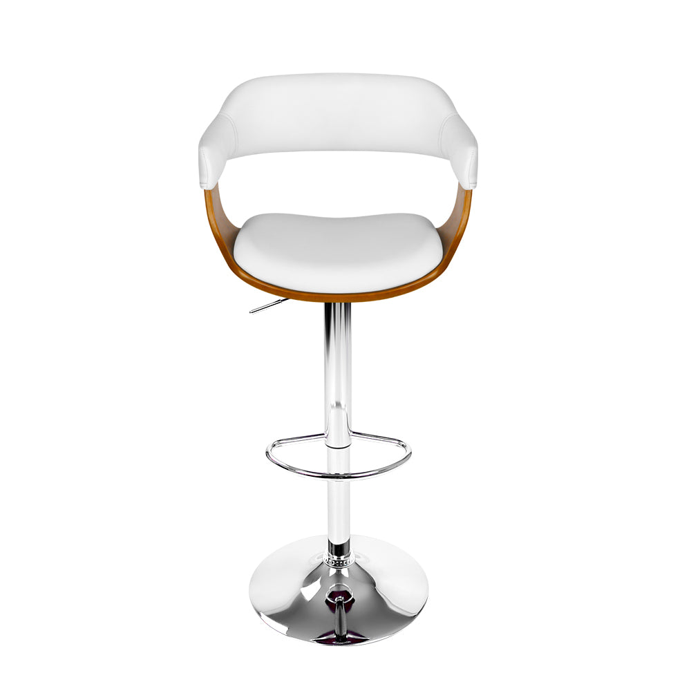 Selina Bar Stool Gas Lift Leather with Armrest White