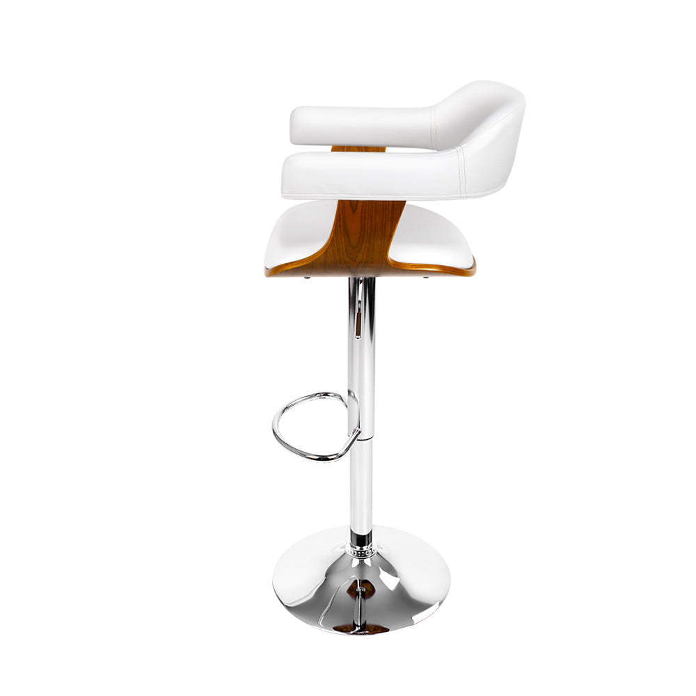 Selina Bar Stool Gas Lift Leather with Armrest White