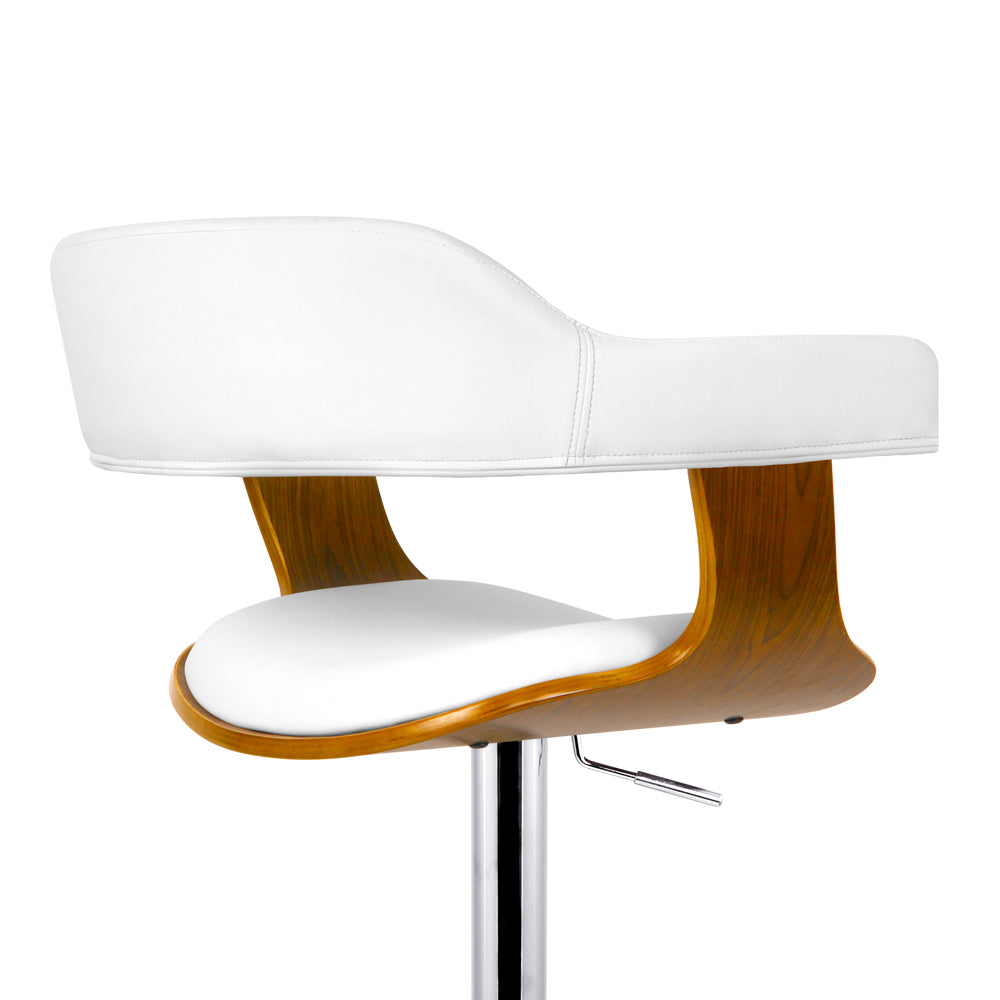 Selina Bar Stool Gas Lift Leather with Armrest White