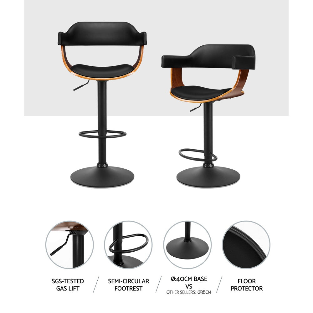 Selina Bar Stool Gas Lift Leather with Armrest Tan