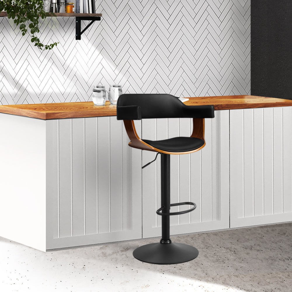 Selina Bar Stool Gas Lift Leather with Armrest Tan