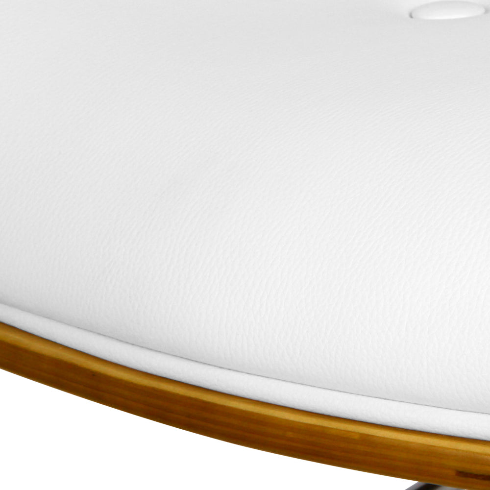 Cherry Bar Stools Gas Lift Leather White
