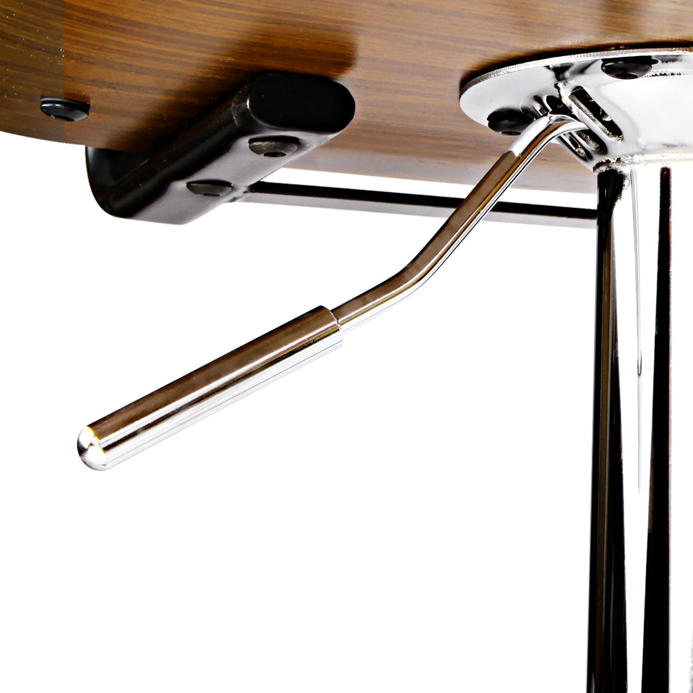 Cherry Bar Stools Gas Lift Leather White