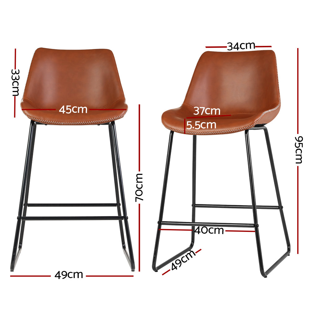 Fenella Bar Stools Leather Brown x2
