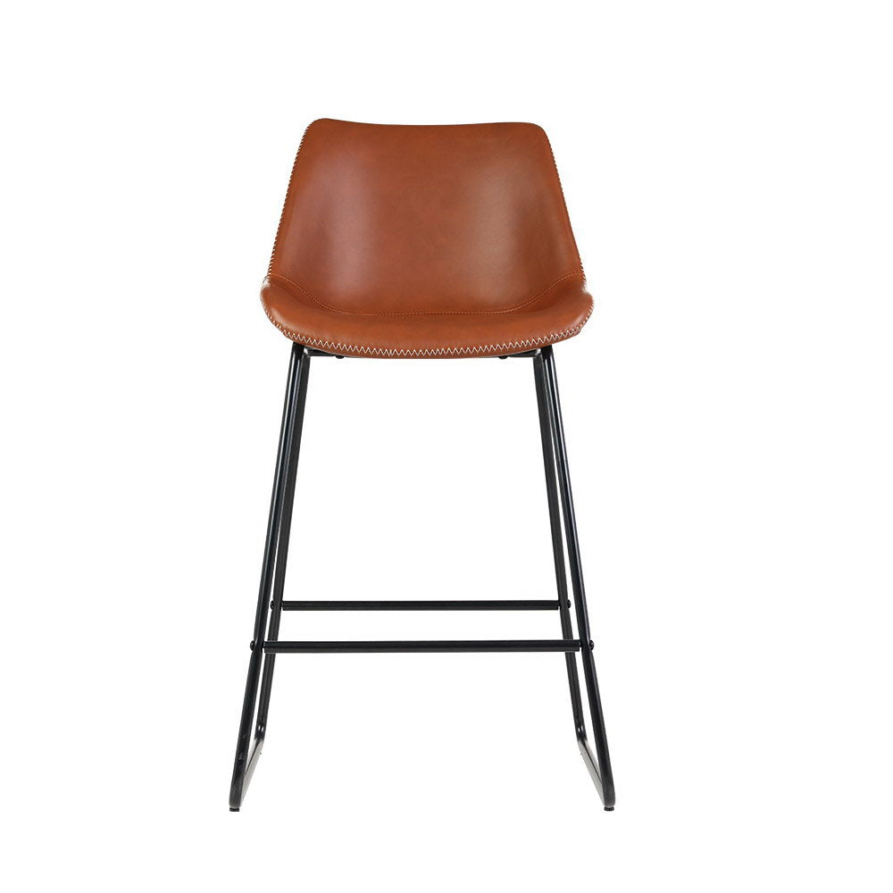 Fenella Bar Stools Leather Brown x2