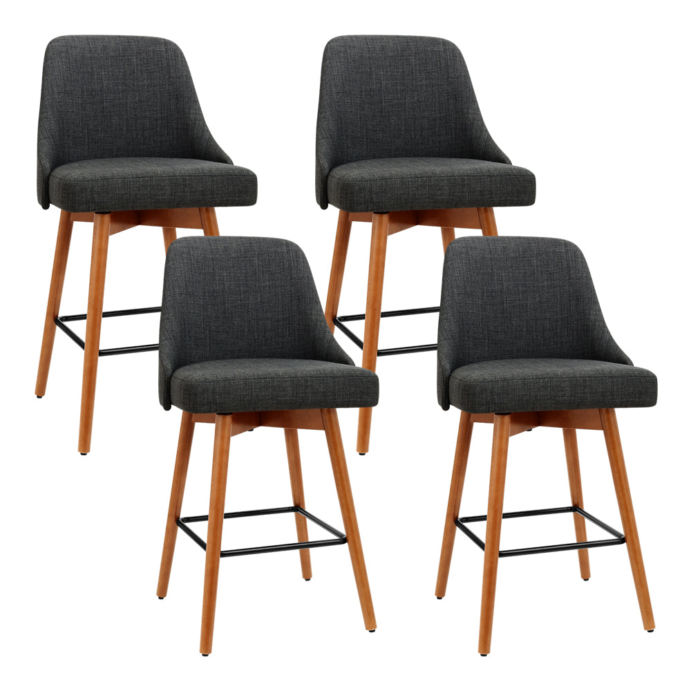 Colby Bar Stools Swivel Seat Wooden Charcoal x4