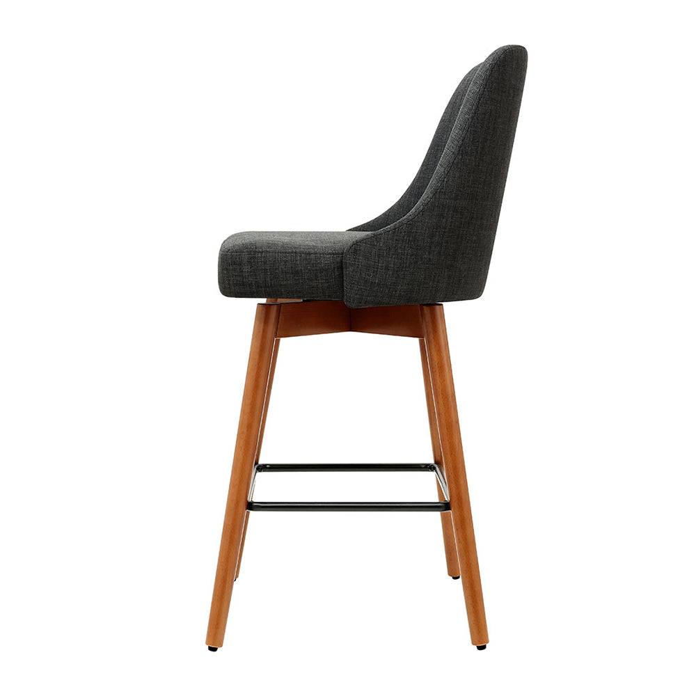 Colby Bar Stools Swivel Seat Wooden Charcoal x4