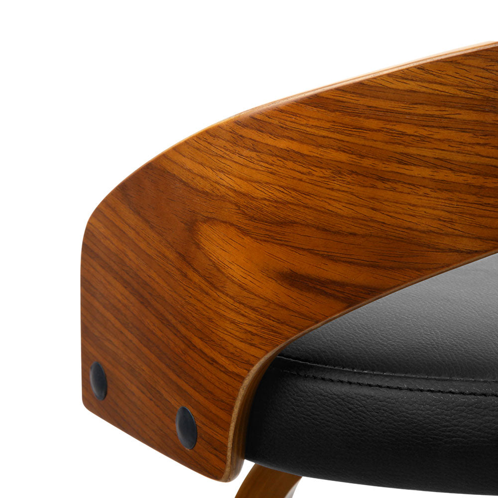 Caden Bar Stools Swivel Curving Walnut x2
