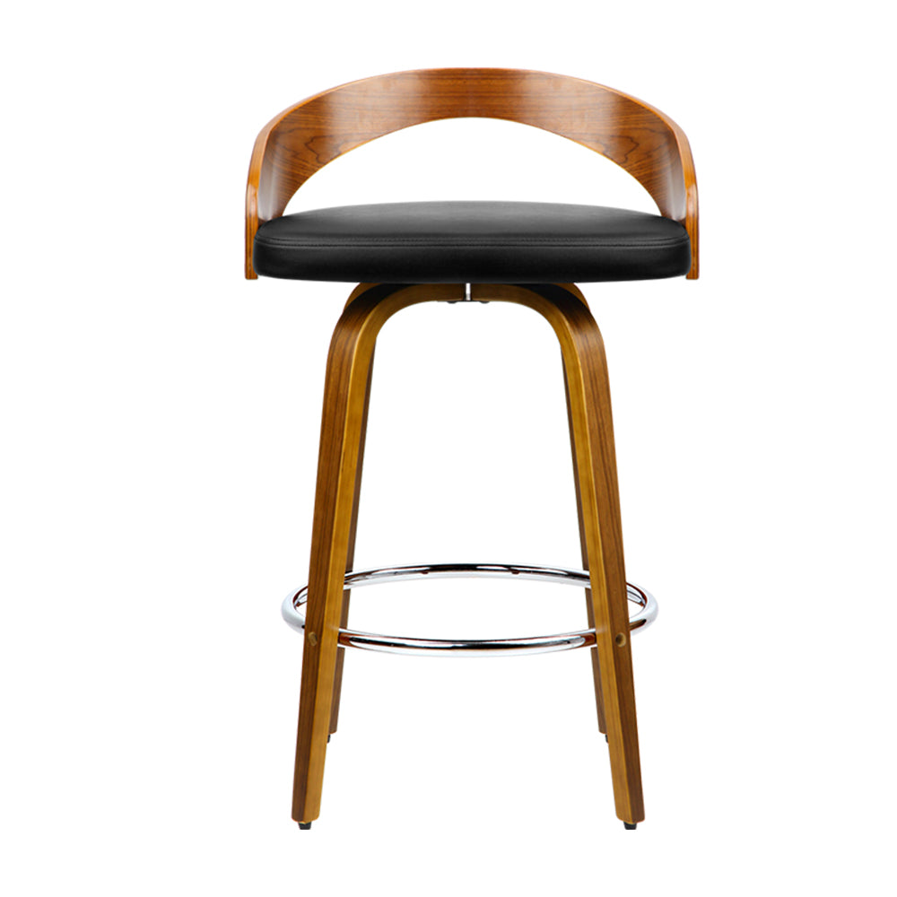 Caden Bar Stools Swivel Curving Walnut x4