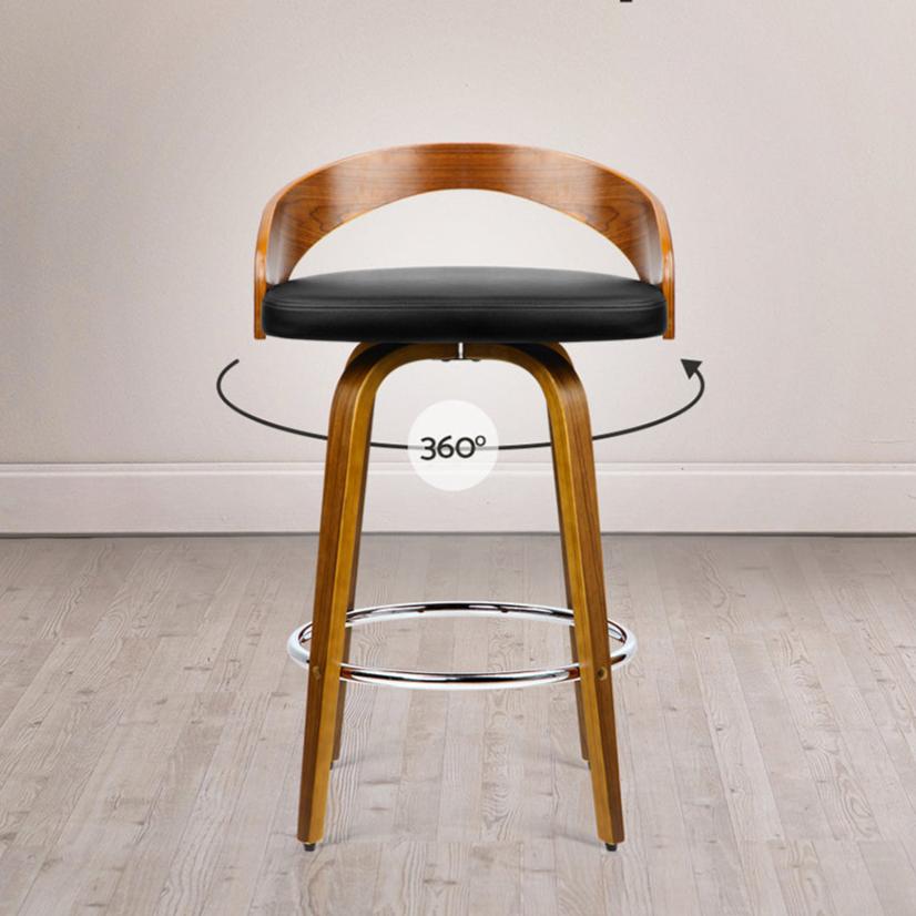 Caden Bar Stools Swivel Curving Walnut x4